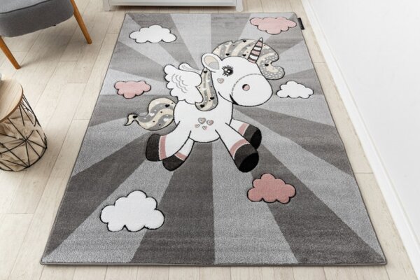 Koberec PETIT UNICORN JEDNOROŽEC šedý