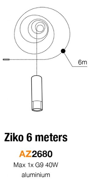Ziko 6 závěsné svítidlo 1x G9 40W bez zdroje 6m IP20, černé