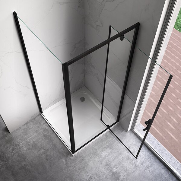 BPS-koupelny Čtvercový sprchový kout ZES KZ04B BL 80x80 černá/transparent - bez vaničky