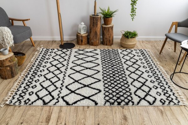 Koberec BERBER SAFI N9040 bílý / černý Fredzle berber marokánský
