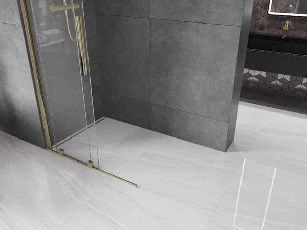 Mexen Velar, posuvné dveře do otvoru typ Walk-In 80 cm, 8mm čiré sklo, zlatá lesklá, 871-080-000-03-50
