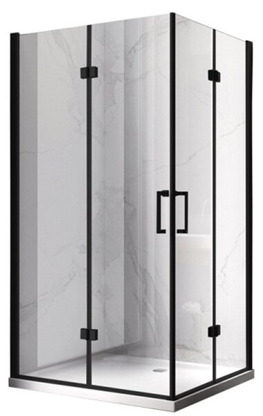 BPS-koupelny Obdélníkový sprchový kout ZES KZ12A BL 90x80 černá/transparent - bez vaničky