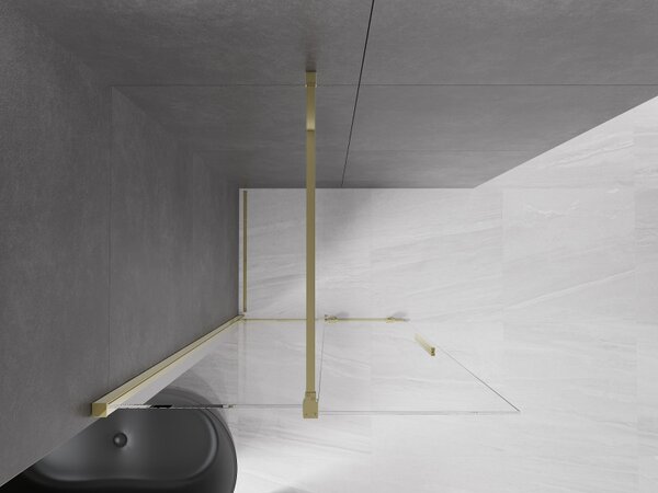 Mexen Velar, posuvné dveře do otvoru typ Walk-In 80 cm, 8mm čiré sklo, zlatá lesklá, 871-080-000-03-50