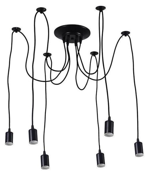 Napájecí kabel 6xE27/60W/230V pavouk černá