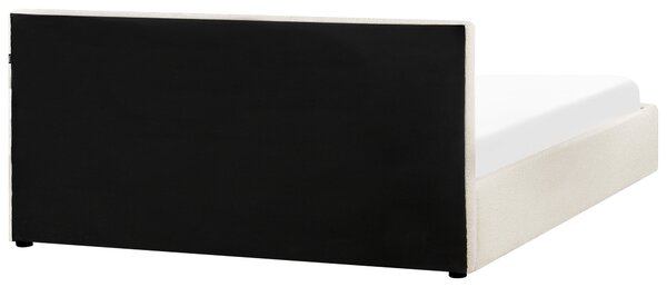 Postel s úložným prostorem MONTLAUR Buklé Bílá 180 x 200 cm