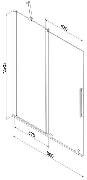 Mexen Velar, 2-křídlová posuvná vanová zástěna 80 x 150 cm, 8mm čiré sklo, chromový profil, 896-080-000-01-01