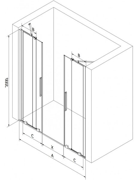 Mexen Velar Duo, posuvné sprchové dveře do otvoru 140 cm, 8mm šedé sklo, chromová, 871-140-000-42-01