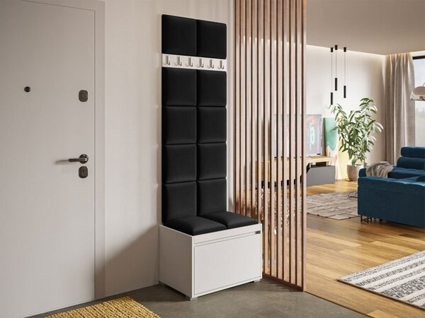 Nábytek do předsíně Konkor 60 + 12 kusů čalouněných nástěnných panelů Pag 30x30, Barva: bílá, barva: Manila 16 5903211044298