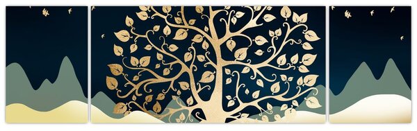 Obraz zlatého stromu (170x50 cm)