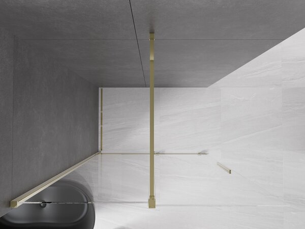 Mexen Velar, posuvné dveře do otvoru typ Walk-In 140 cm, 8mm čiré sklo, zlatá lesklá, 871-140-000-03-50