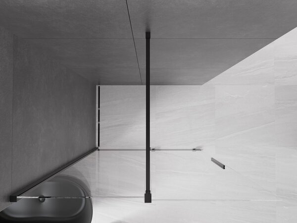 Mexen Velar, posuvné dveře do otvoru typ Walk-In 130 cm, 8mm čiré sklo, černá matná, 871-130-000-03-70