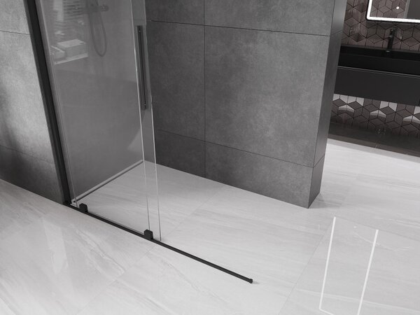 Mexen Velar, posuvné dveře do otvoru typ Walk-In 130 cm, 8mm čiré sklo, černá matná, 871-130-000-03-70