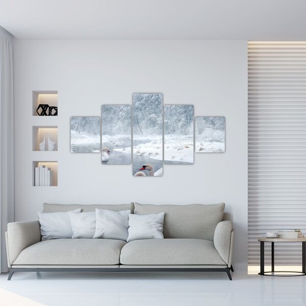 Obraz labutí (125x70 cm)