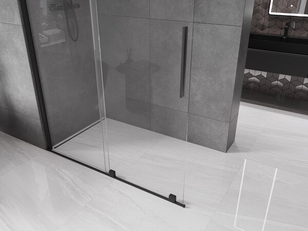 Mexen Velar, posuvné dveře do otvoru typ Walk-In 130 cm, 8mm čiré sklo, černá matná, 871-130-000-03-70
