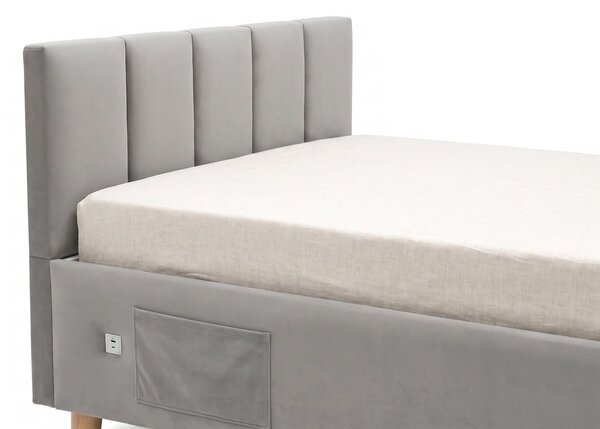 Multifunkční úložná postel DOCK 2 s roštem a USB nabíječkou, 90x200cm
