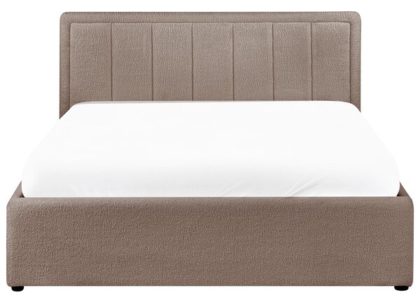 Postel s úložným prostorem MONTLAUR Buklé Taupe 140 x 200 cm