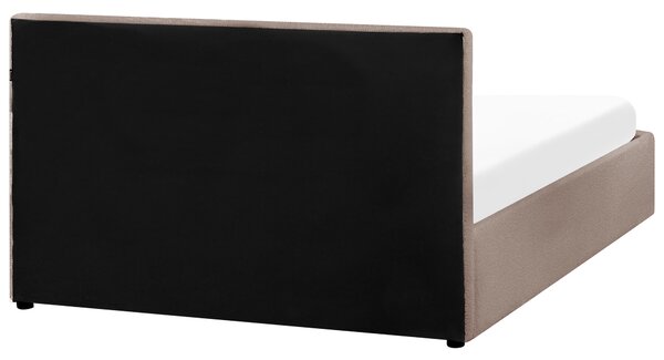 Postel s úložným prostorem MONTLAUR Buklé Taupe 140 x 200 cm