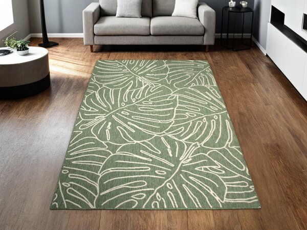 Balta Kusový koberec sisalový oboustranný Brussels 205625/10510 Monstera Listy zelený krémový Rozměr: 140x200 cm