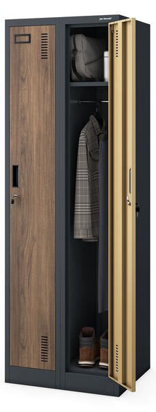 Dvoukomorová zaměstnanecká skříňka antracit / ořech: Eco Design KACPER II, 600 x 1800 x 500 mm
