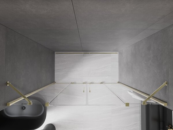 Mexen Velar Duo, posuvné dveře do otvoru 170x200 cm, 8mm čiré sklo, zlatá lesklá, 871-170-000-02-50