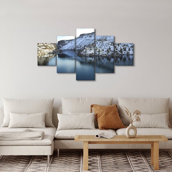 Obraz - zimní krajina s jezerem (125x70 cm)