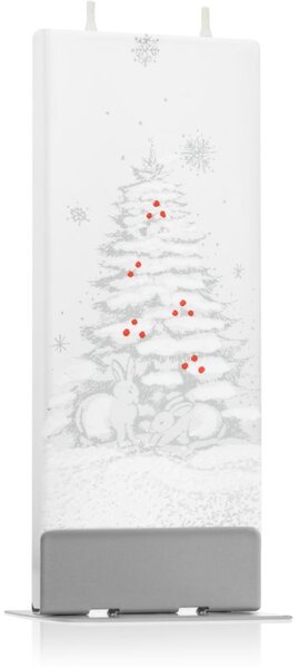 Flatyz Holiday Rabbits by the Christmas Tree dekorativní svíčka 6x15 cm