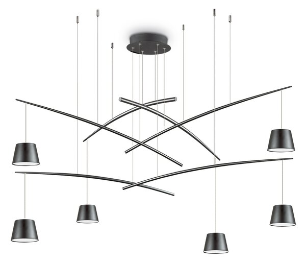 FISH SP6 závěsné LED svítidlo 37W 2800lm 3000K 160cm IP20, černé