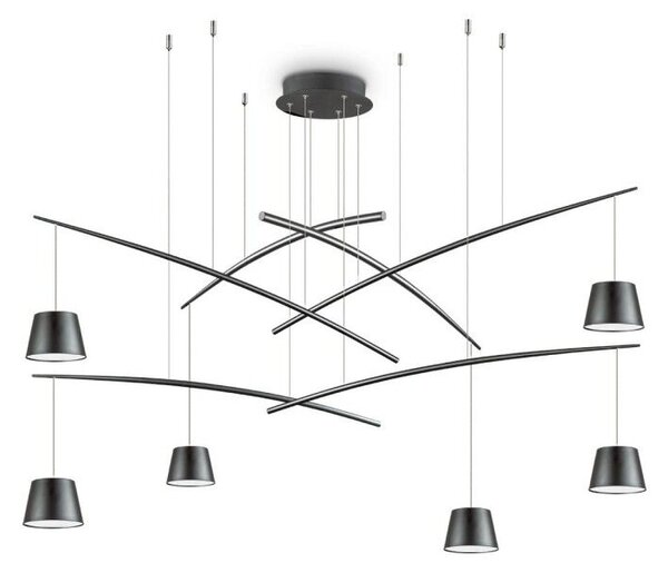FISH SP6 závěsné LED svítidlo 37W 2800lm 3000K 160cm IP20, černé