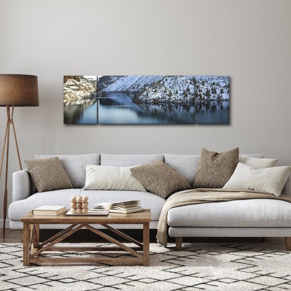 Obraz - zimní krajina s jezerem (170x50 cm)
