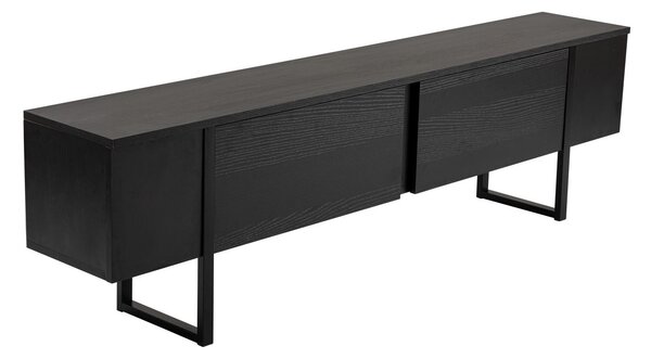 TV skříňka Seronitta (tmavé dřevo + černá)