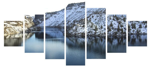 Obraz - zimní krajina s jezerem (210x100 cm)