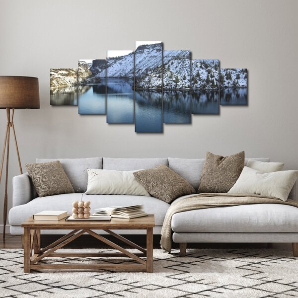Obraz - zimní krajina s jezerem (210x100 cm)
