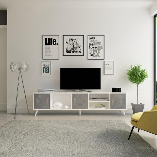 TV skříňka Sinofella (bílá + antracit)