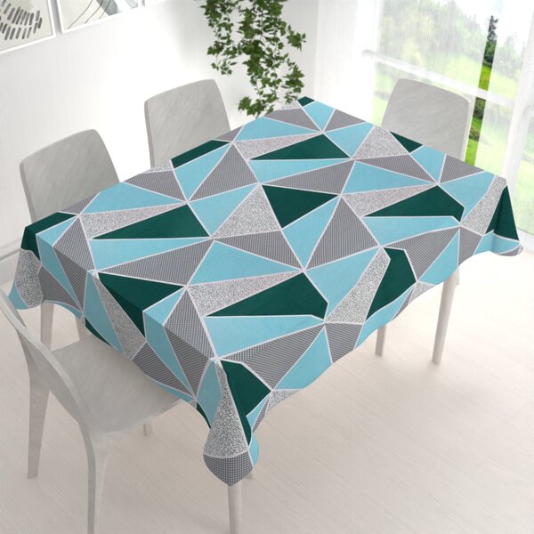 Biante Bavlněný obdélníkový ubrus Sandra SA-334 Modro-zelené trojúhelníky 120x140 cm