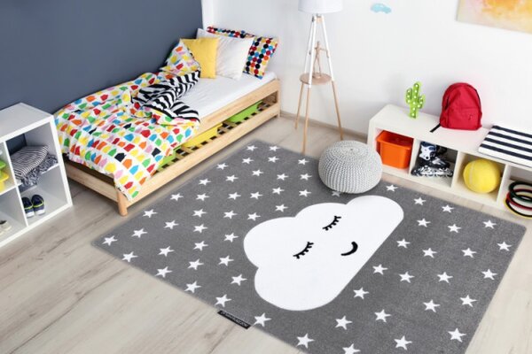 Koberec PETIT CLOUD OBLÁČEK HVĚZDY šedý
