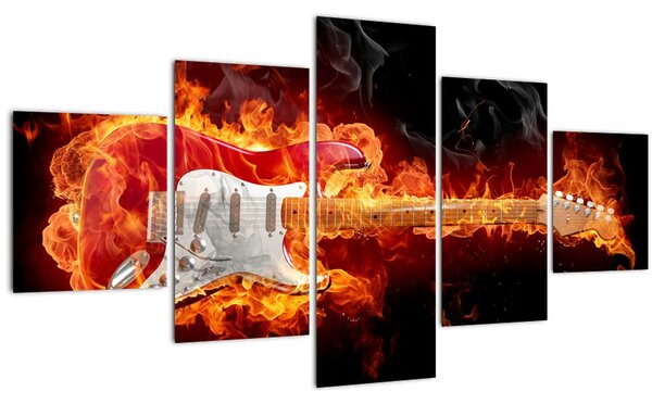Obraz - Kytara v plamenech (125x70 cm)