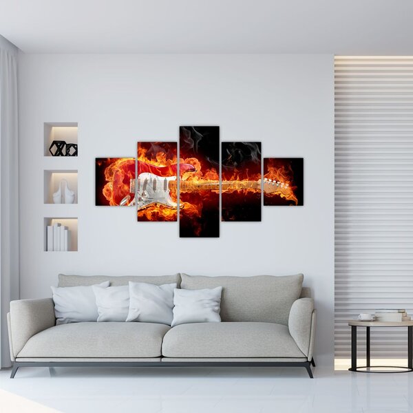 Obraz - Kytara v plamenech (125x70 cm)