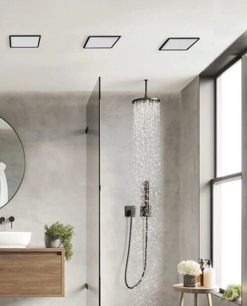 Slim vestavné koupelnové svítidlo LED 24W 2000lm 3000K 22,5cm hranaté IP44, černé