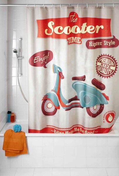 WENKO Sprchový závěs VINTAGE SCOOTER oranžový x180x200 cm