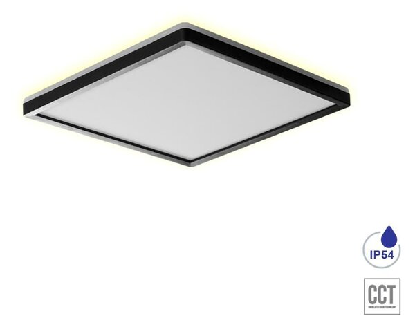CORDIA stropní svítidlo LED 12W 1080lm 3000K-6000K 22,5cm, IP54 čtvercové, černé