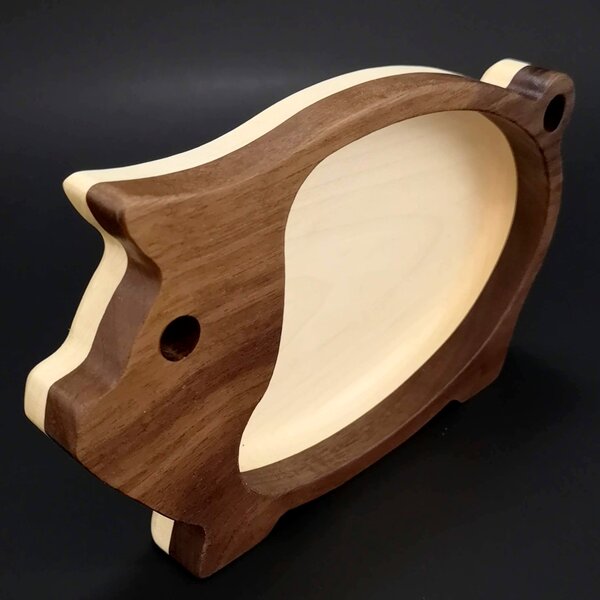 AMADEA Dřevěná miska mozaika ve tvaru prasete, masivní dřevo, 2 druhy dřevin, rozměr 20x12,50x2,50 cm