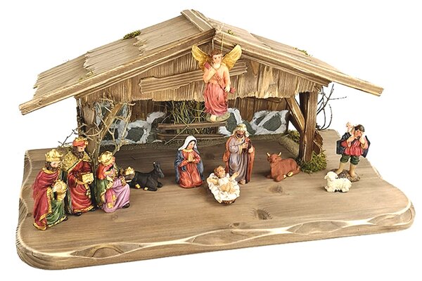 AMADEA Dřevěný betlém šedohnědý BEZ FIGUREK 45 cm