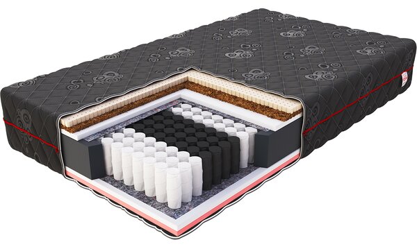 Taštičková matrace BLACK JACQUARD 80x200 cm s kokosem a latexem 22 cm
