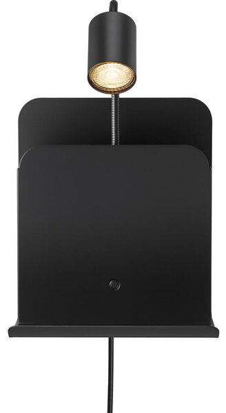 Nordlux - Nástěnné svítidlo s poličkou a USB ROOMI 1xGU10/8W/230V černá