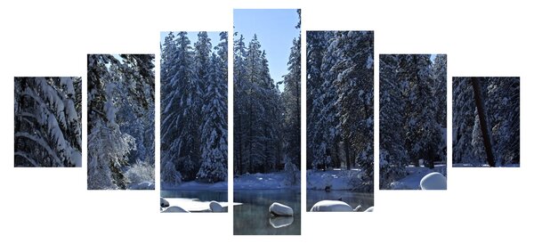 Obraz zasněženého lesa (210x100 cm)