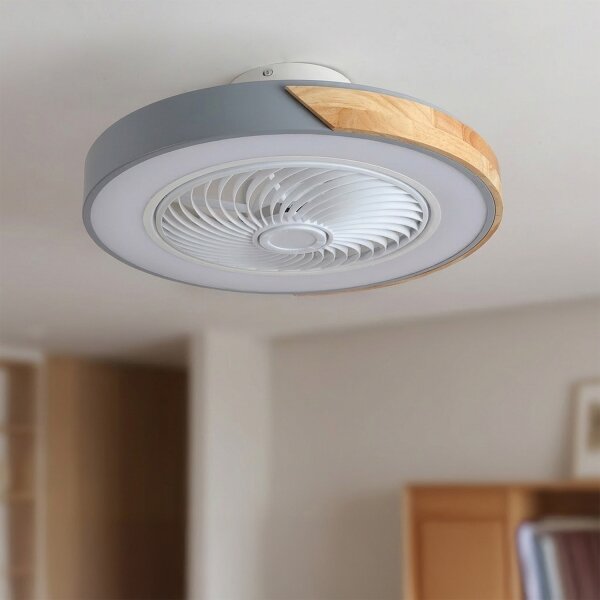 Brilagi - LED Stmív. svítidlo s ventilátorem LED/38W/230V 50 cm šedá/dub + DO