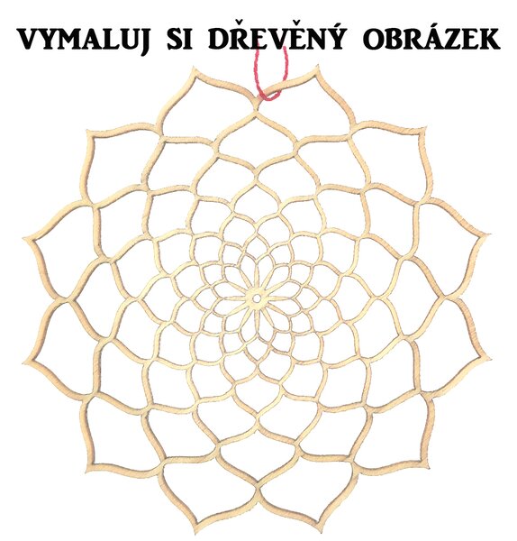 AMADEA Dřevěný obrázek k vymalování mandala přírodní 9cm