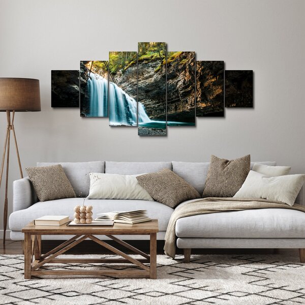 Obraz lesního vodopádu (210x100 cm)