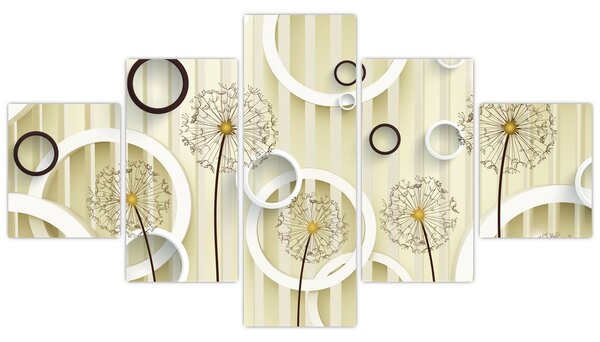 Abstraktní obraz s pampeliškami (125x70 cm)