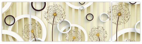 Abstraktní obraz s pampeliškami (170x50 cm)